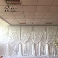 China New design double drape white cloth curtains cross valance for wedding Decorative backdrop on sale
