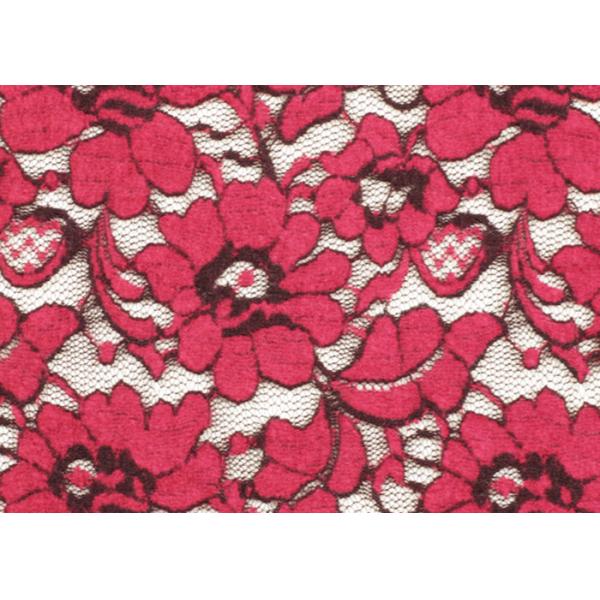 Red Brushed Elastic Lace Fabric Eco Friendly 135cm Width OEM / OMD CY-LQ0001