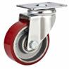 China medium duty 5" rigid  PU cast iron core caste, 5" fixed red PU cast iron caster wholesale