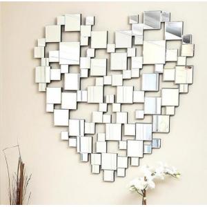 Heart Shape Modern Decorative Wall Mirrors , Venetian Large Silver Wall Mirror