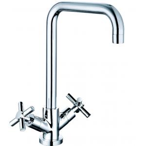 China Economical Kitchen Mixer Taps Double Handle Brass Kitchen Sink Faucets T81024 supplier