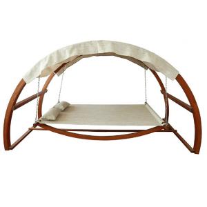 Outdoor Furniture 325cm Length Wooden Garden Hammock Polyester Awning Double