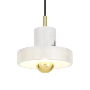 China Modern Single Swag Pendant Light , Art Deco Marble Stone Brass Pendant Light supplier