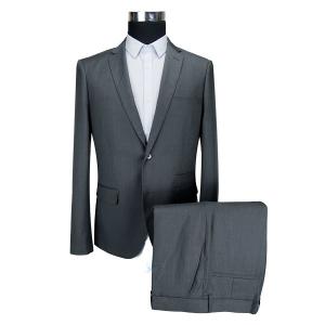 Slim Fit Mens 2 Piece Suit Breathable Adults Gentleman Grey Whit Elastic