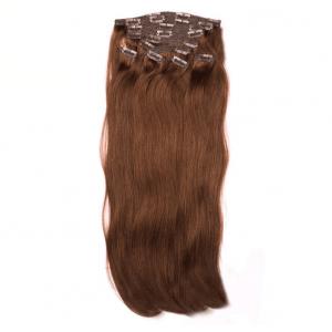 China Dual Weft Virgin Clip In Hair Extensions / Straight Remy Human Hair Clip In supplier