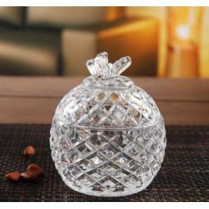 China Gift Glass Sugar Pot / House Decoration Glass Candy Jar / Glassware supplier