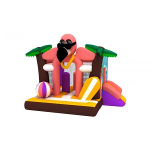 OEM Outdoor Bounce House Combo Flamingo Cartoon Theme Inflatable Bouncer With Slide