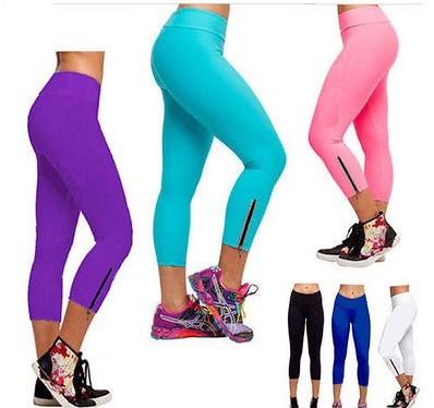 Women Capri YOGA Running Pants High Waist Cropped Leggings Fitness