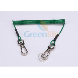 China Retention Dark Blue Coil Tool Lanyard PU Coated Split Key Ring For Hand Tools supplier