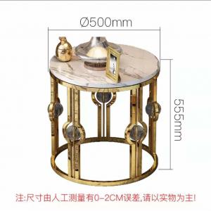 Gold Plated Stainless Steel Marble Side Table Light Luxury Metal Crystal Ball Round Corner Table