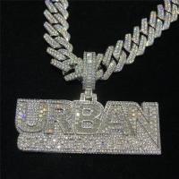 China Jewelry 925 Moissanite Pendant Hip Hop Chains Sterling Silver 18k Baguette Cut Necklace VVS on sale