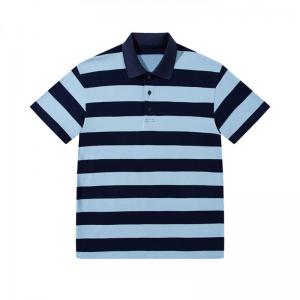 Summer 100% Cotton Polo Shirt Short Sleeve Unisex Multicolor Horizontal Striped Shirt
