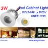 Mini 3W Led Cabinet Light Indoor Showcase KTV Rooms lighting DC12V CREE COB Led