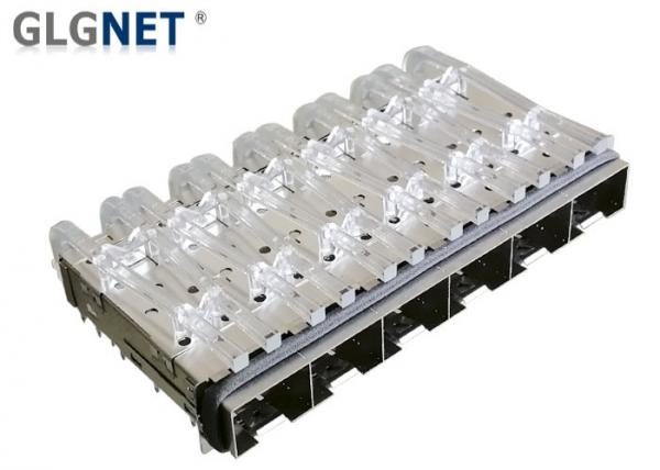 Press Fit Six Ports SFP Cage Assembly Copper Alloy 0.25mm Thickness RoHS