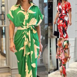 Short Sleeved Floral Print Frock Fashion Women'S Dress Comfortable Casual Sexy Slim Fit