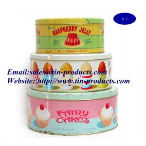 China Fresh 3-Piece Set Round Cake Tin Box, Round Shape Metal Cake Boxes/ Tin Cake Box, Gift Set supplier