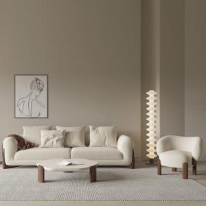 3 Seater Modern Fabric Sofa Set White Teddy Fleece Sponge Filling