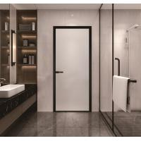 China Custom Narrow Frame Toilet Door With Frosted Glass Removable Aluminum Door on sale