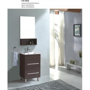 Wood Grain Color PVC Bathroom Cabinet , Floor Standing Vanity Unit With Two Drawers
