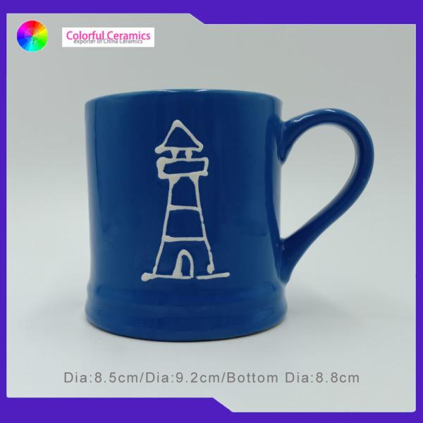 China Custom ceramic coffee cups stone ware mugs with embossed ceramic tea mug wholesale