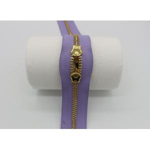 China Two Way Brass Close End Purse Zippers 35cm Light Purple Tape For Luxury Handbag supplier