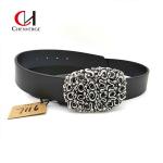 Width 38mm Genuine Leather Ratchet Belt Casual Style For Men