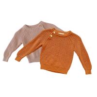 China Toddlers Crewneck Rib Knit Sweater 100% Cotton With Button Shoulder Closure Infant Sleepwear on sale