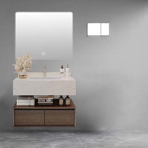 80cm Wall Mount Bathroom Vanity Walnut Led Mirror Bathroom Cabinet