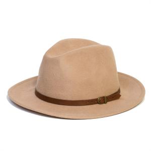 China Wool Felt Vintage Felt Fedora Wide Brim Panama Hat Poly String Sweatband Unisex supplier