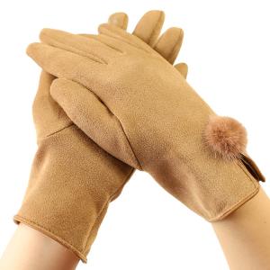 Conducción sensible del finger del tacto de la pantalla del ante del invierno de las mujeres calientes de nylon de los guantes