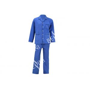 China Plain Blue Flannel 100%Cotton Mens Luxury Sleepwear Anti Wrinkle Eco Friendly S - XXL Size supplier