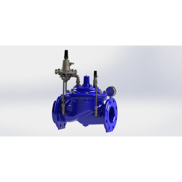 Full Port Flow Control Valve with Blue Ral5005 Finish and Model Code A400 for 0-80 Degrees Fahrenheit Applications