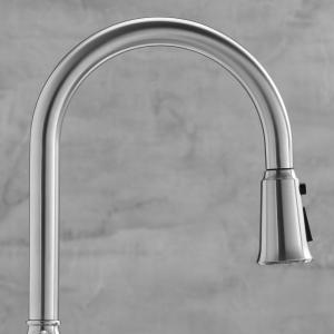 CUPC Hose Brushed Nickel Gooseneck Kitchen Faucet / High Flow Sink Faucet