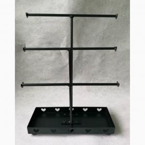 3 Bar Necklace Rotatable Metal Tabletop Display Stands Of Gloss Black Wire