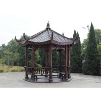 China Outdoor Anticorrosive Solid Wood Pavilion Shed With Seat Leisure Chair on sale
