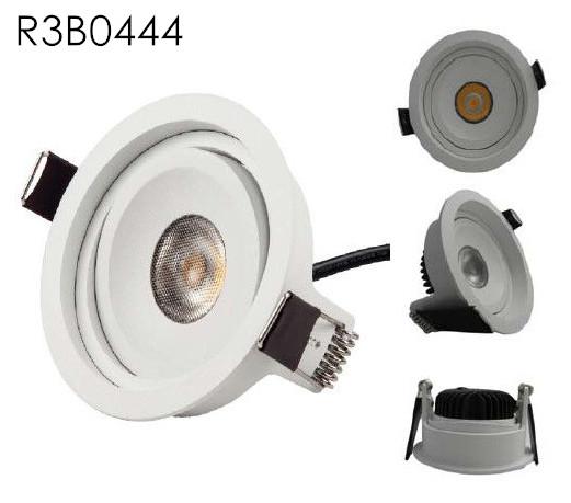 Mini 7W Tiltable 2700K Warm White LED Recessed Downlight COB 560LM Aluminum Cut