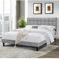 China King Size Upholstered Platform Bed Frame Dark Grey With Adjustable Headboard Height on sale