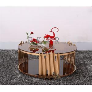 China Rose Golden Metal Table Leg and Tempered Glass Living Room Coffee Table supplier