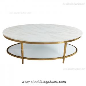 China Oval Mable Top 125cm 57cm Stainless Steel Coffee Table For Living Room supplier