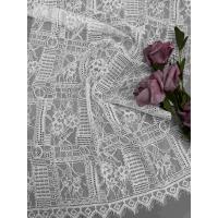 China 140CM White Geo Floral Lace Fabric In Nylon Cotton Composition AZO Free on sale