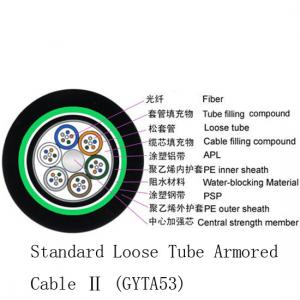 China Black Coating Color Outdoor Fiber Cable , High Strength Outdoor Armored Fiber Optic Cable supplier