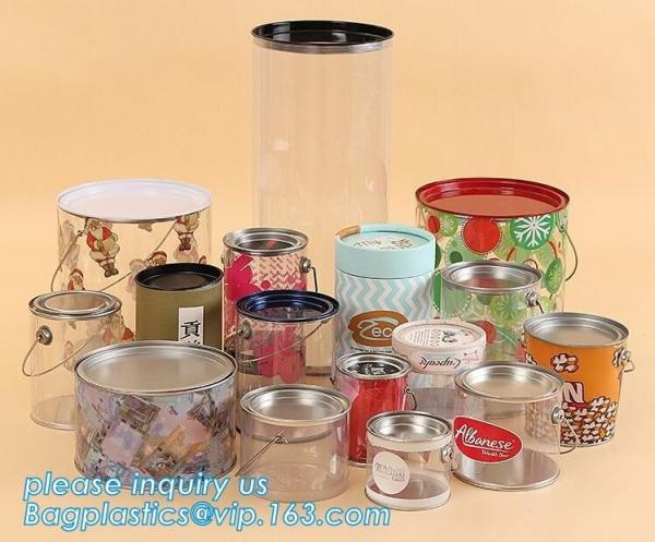 OEM ODM Accepted 680ml Plastic PET Clear Round Can For Mint Storage,Clear 1