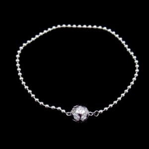 China Ball Shape 925 Silver Cubic Zirconia Bracelet Magnet Design For Body Without Harm supplier