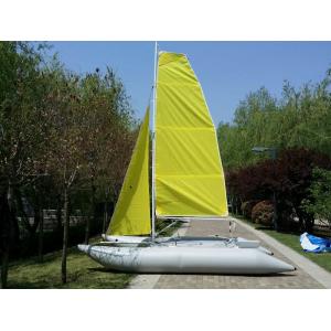 Yellow PVC  Inflatable Sailing Boat 4.5m T6 Aluminum Mast With Two Sails