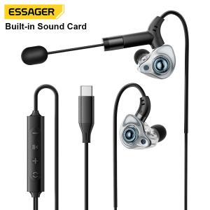 China ESSAGER SK1 USB Type-C Earphones with 10mm Graphene Diaphragm Built-In Sound Card and Noise Cancelling for High-Quality Audio wholesale