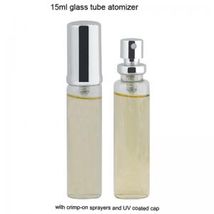 China 15ml Glass Tube Spray Bottle Small Plastic Cosmetic Containers With Lids supplier