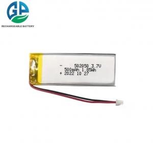 China KC Approved 3.7v Lithium Battery Power Pack Li-Polymer 500mah  502050 Lithium Polymer Battery supplier