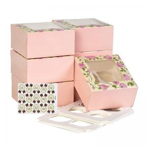 China FSC Certificate 16cm Paper Carton Box , Mini Cupcake Gift Boxes With Window supplier