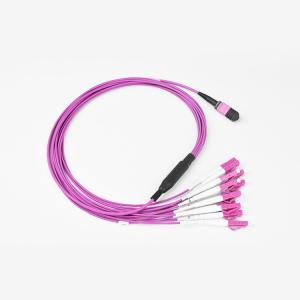 China OM4 MMF MPO Fiber Optic Patch Cord Breakout Cable Female Female Connector Type B Polarity supplier