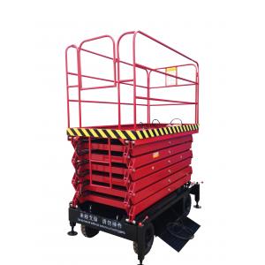 Industrial Mobile Scissor Lift Moveable Hydraulic Lift For Aerial Work 11 Meters High In Red